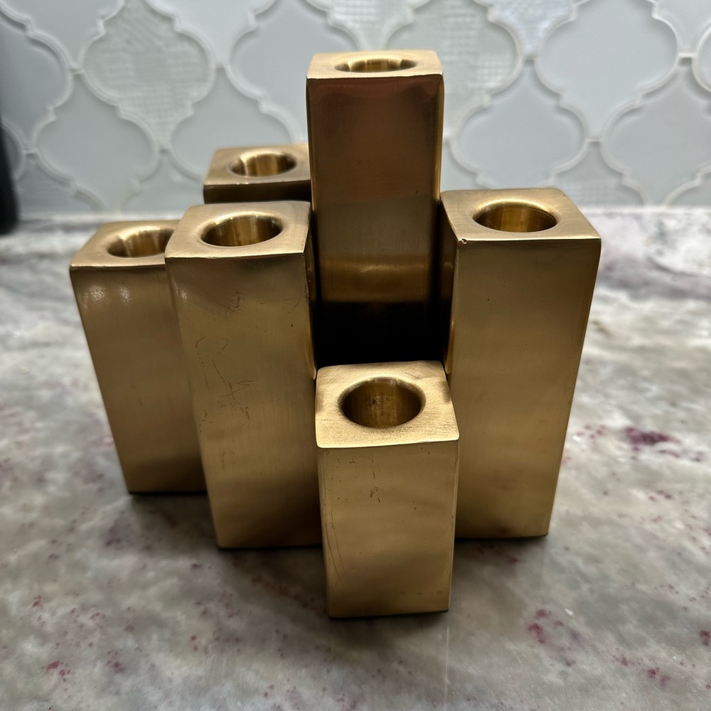 Gold Geometric Candle Holder